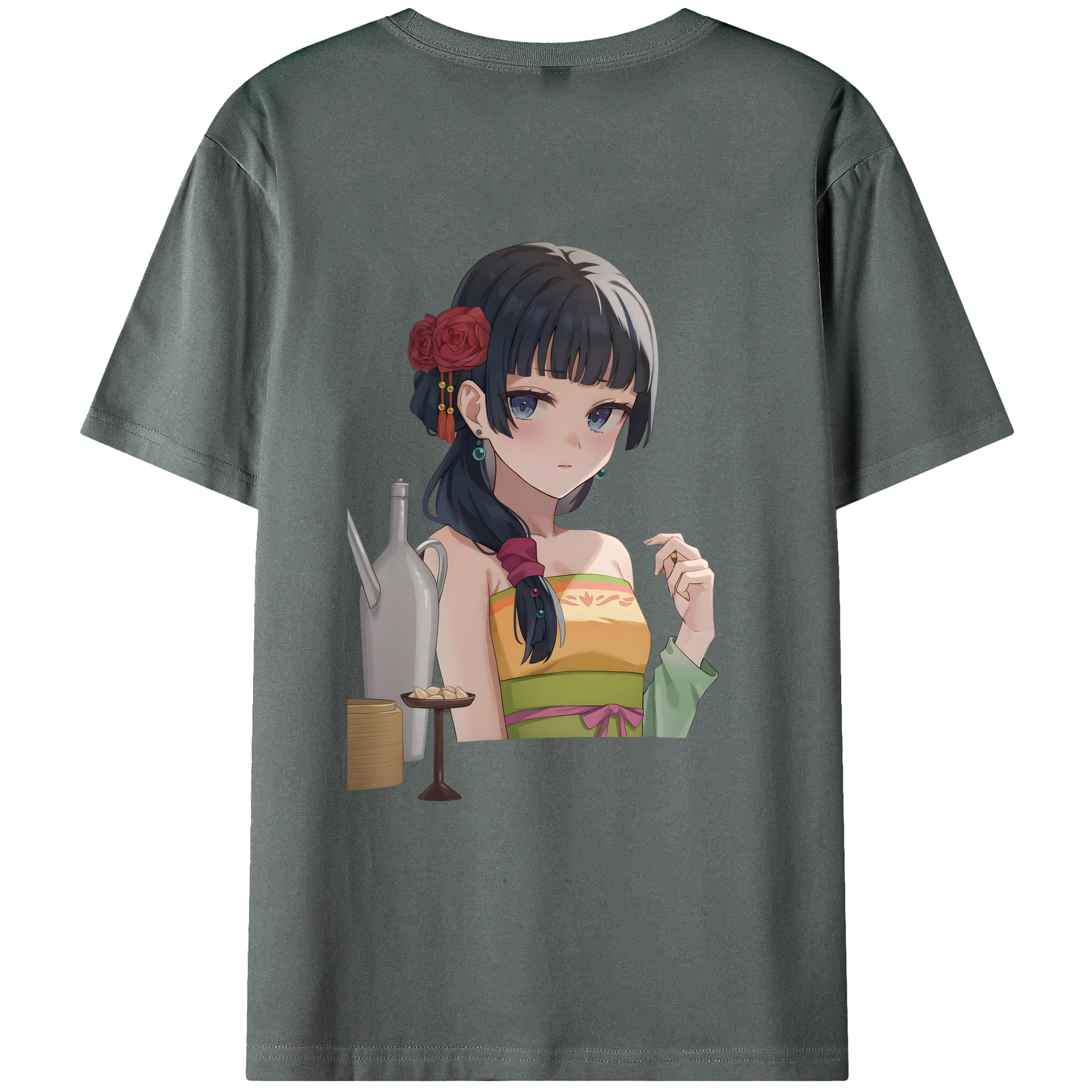 （画像用） 薬屋のひとりごと The Apothecary Diaries 綿100％ メンズ半袖Tシャツ（バックプリント） 通気性